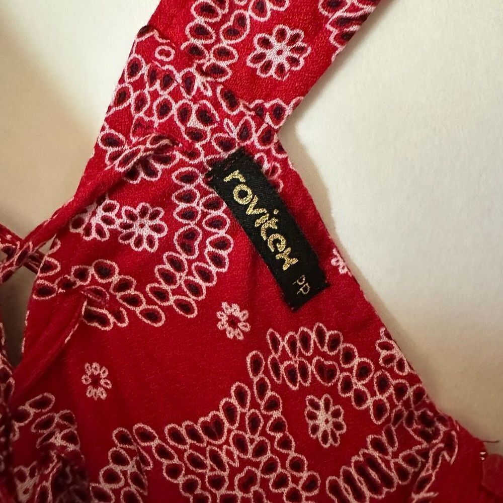 Red Patterned Mini Dress - Picture 7 of 15